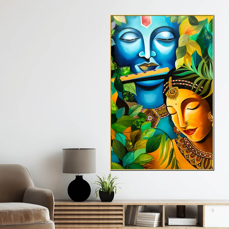 Shree Radha Krishna Serene Face Canvas Wall Painting