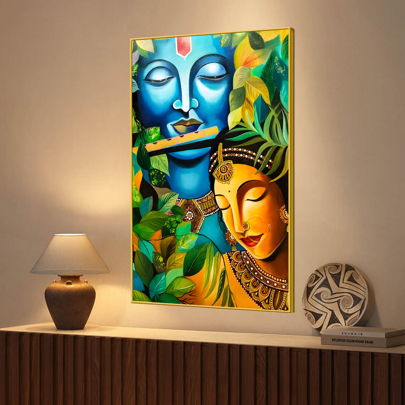 Shree Radha Krishna Serene Face Canvas Wall Painting