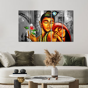 Shree Radha Krishna Canvas Wall Painting Set of 5