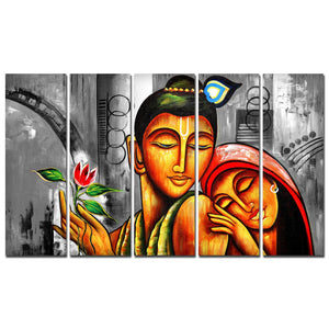 Shree Radha Krishna Canvas Wall Painting Set of 5