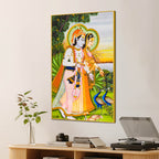 Shree Radha Krishna with Peacocks Canvas Wall Painting