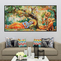 Shree Ram and Hanuman Religious Canvas Wall Painting