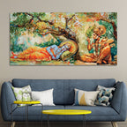 Shree Ram and Hanuman Religious Canvas Wall Painting