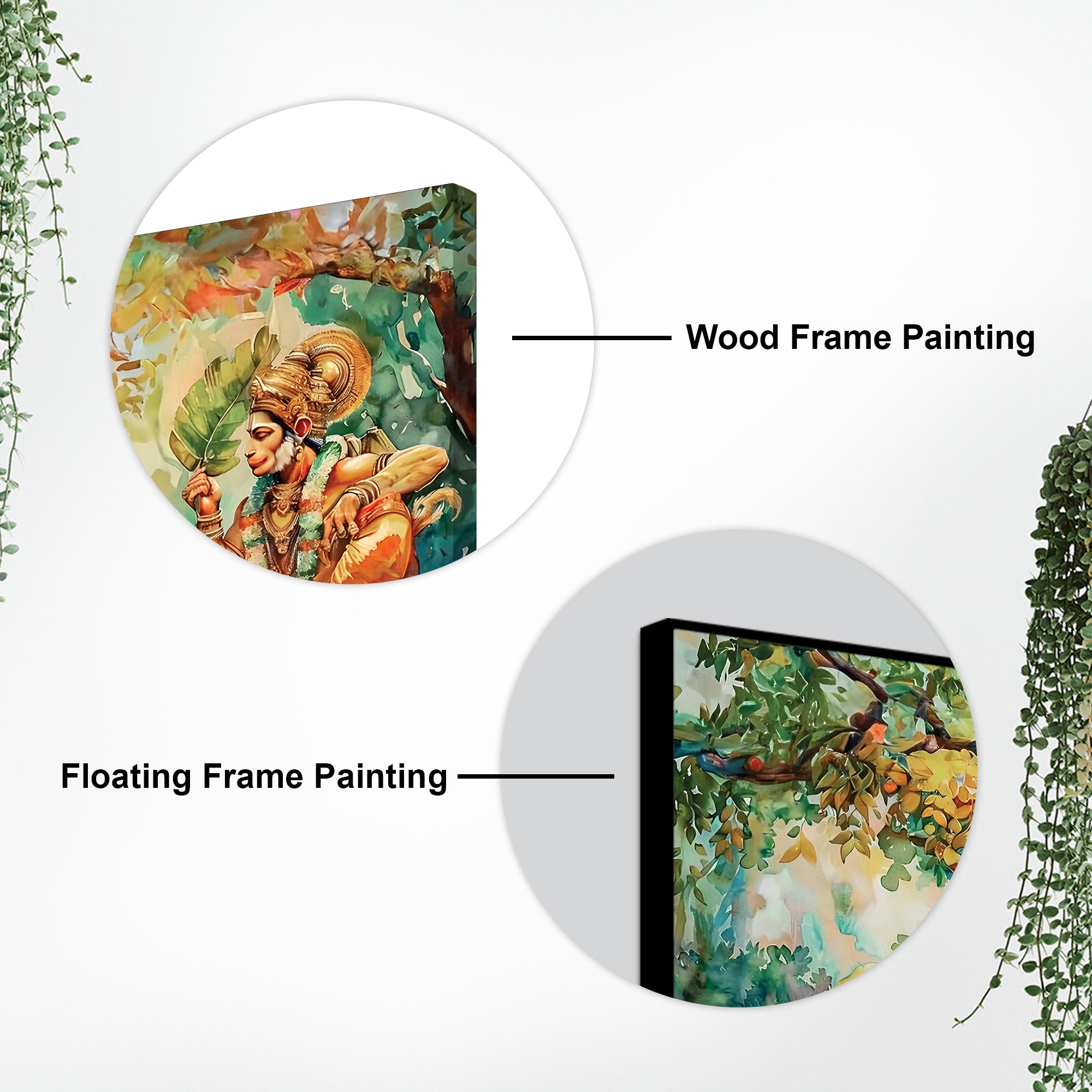 Shree Ram and Hanuman Religious Canvas Wall Painting