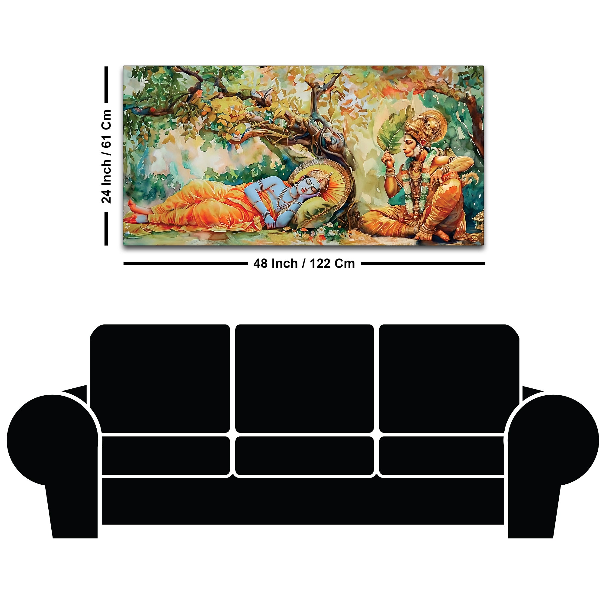 Shree Ram and Hanuman Religious Canvas Wall Painting