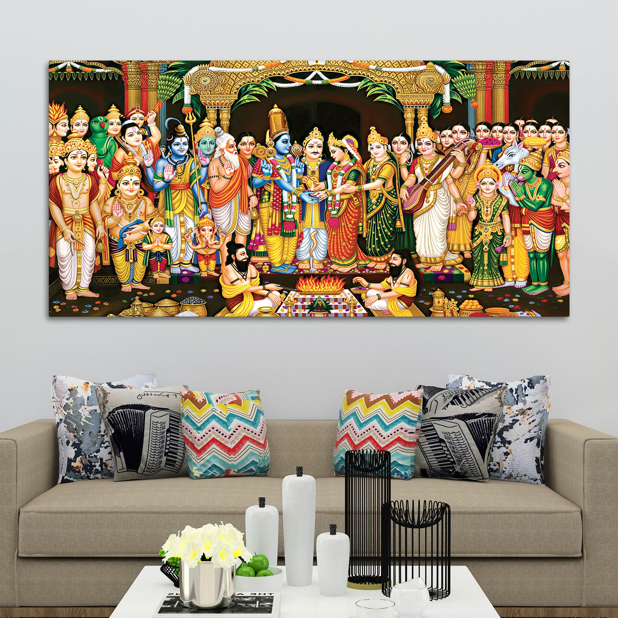 Shree Ram Sita Vivah Religious Canvas Wall Painting