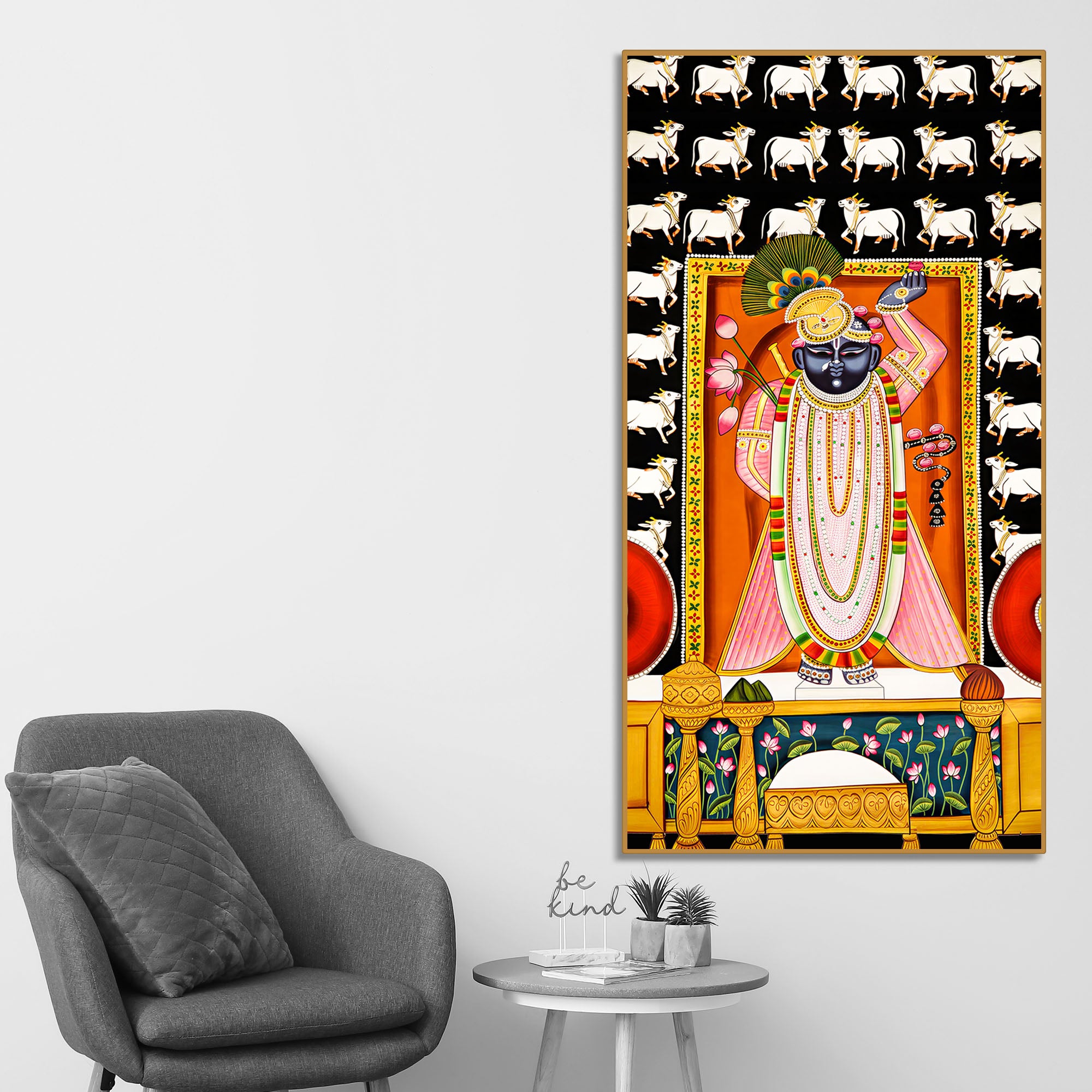Shreenath Ji Canvas Wall Decor Painting | Spiritual Hindu Art for Home & Gifting