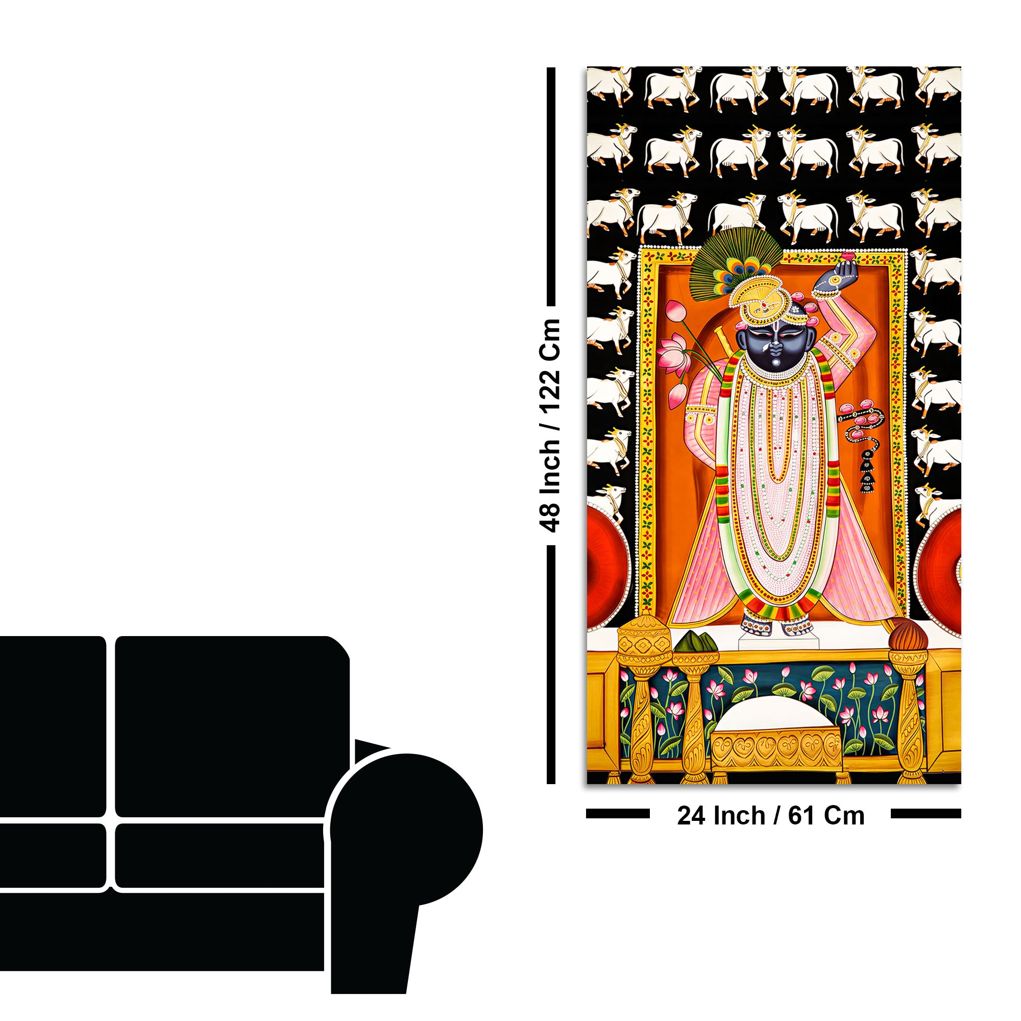 Shreenath Ji Canvas Wall Decor Painting | Spiritual Hindu Art for Home & Gifting