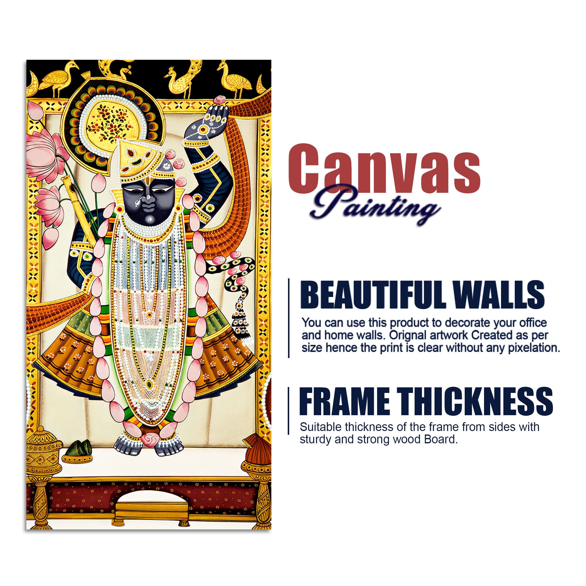 Shreenathji Devotional Canvas Painting | Premium Wall Decor