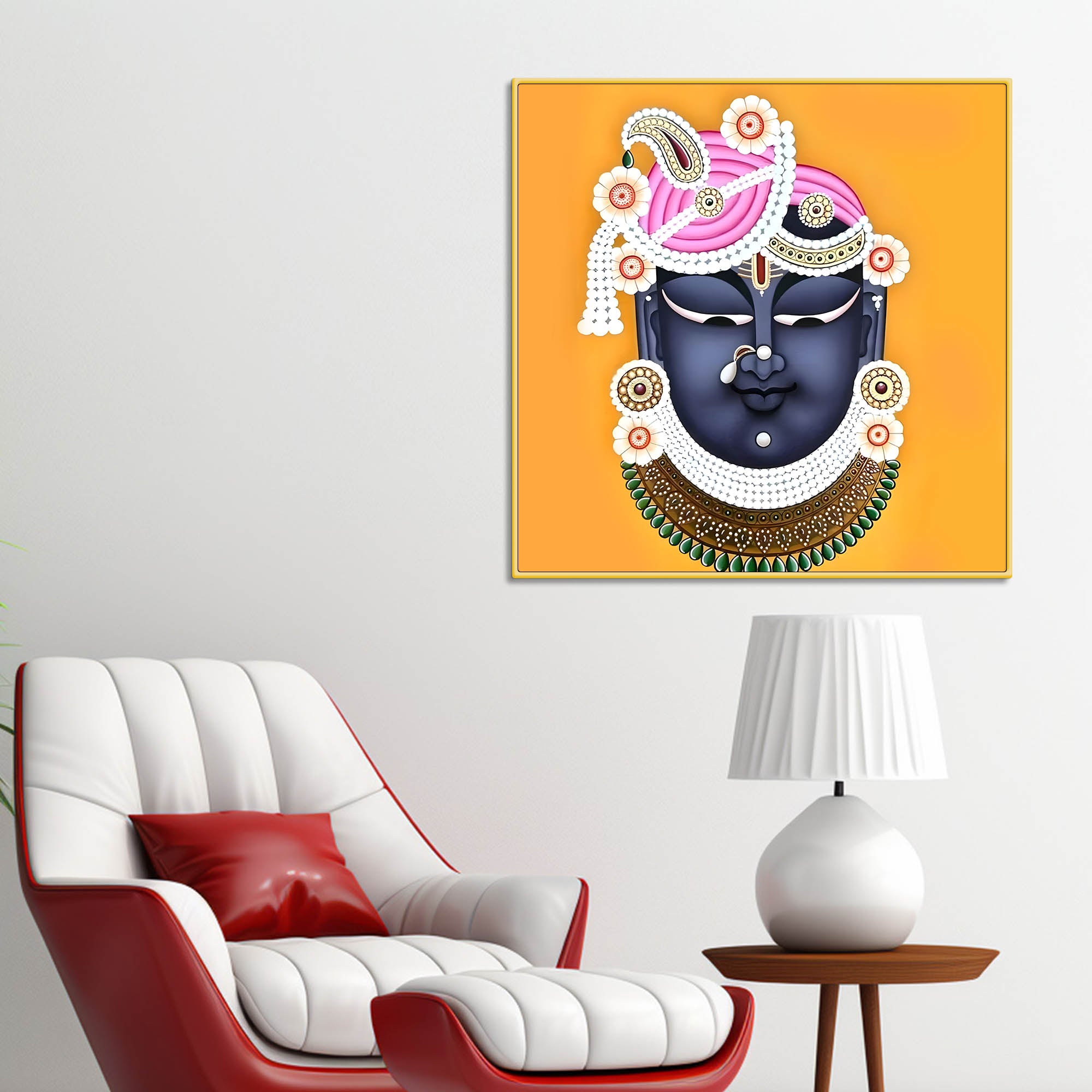 Shreenathji Mukh Devotional Indian Canvas Pichwai Wall Painting