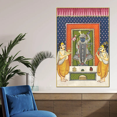 Shreenathji Nathdwara Style Canvas Wall Painting for Home & Temple