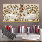 Shreenathji with Holy Cows 3D Canvas Wall Painting