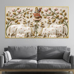 Shreenathji with Holy Cows 3D Canvas Wall Painting