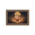 Shri Bajrangi Hanuman Floral Border Canvas Wall Painting