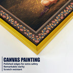 Shri Bajrangi Hanuman Floral Border Canvas Wall Painting