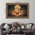 Shri Bajrangi Hanuman Floral Border Canvas Wall Painting