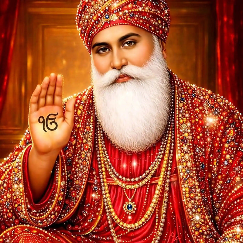 Shri Guru Nanak Dev Ji Floating Frame Crystal Wall Painting