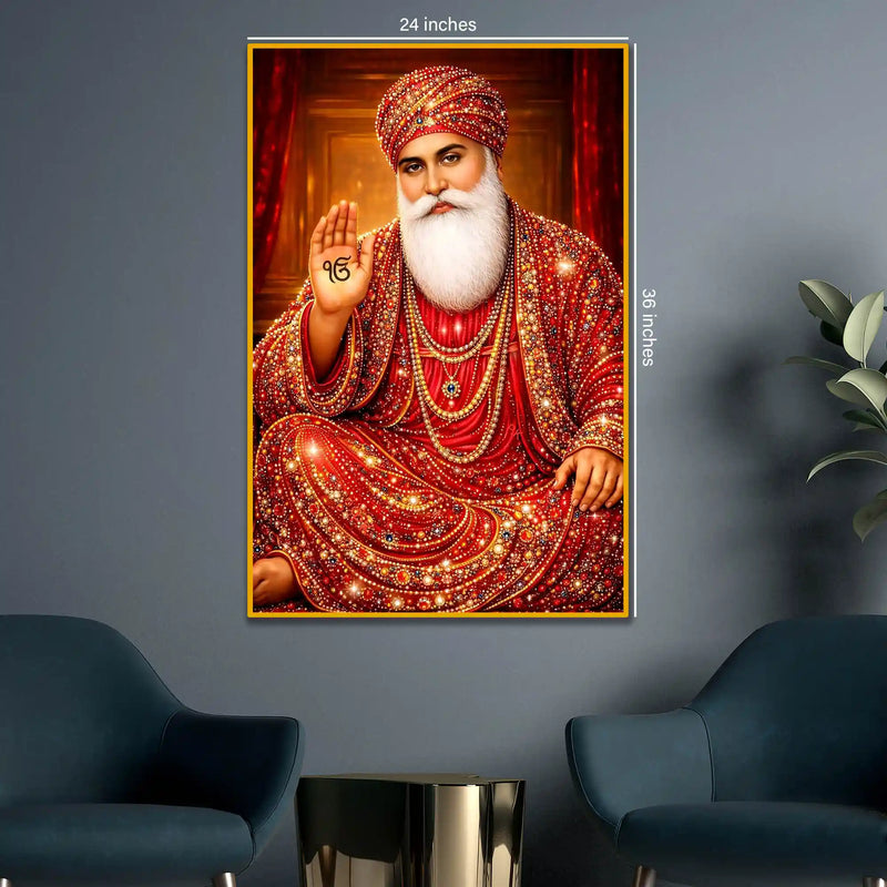 Shri Guru Nanak Dev Ji Floating Frame Crystal Wall Painting