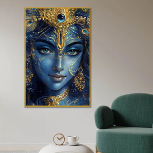Shri Krishna Portrait Floating Frame Crystal Wall Painting