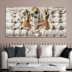 Shri Krishna with Gopis and Cows 3D Canvas Wall Painting