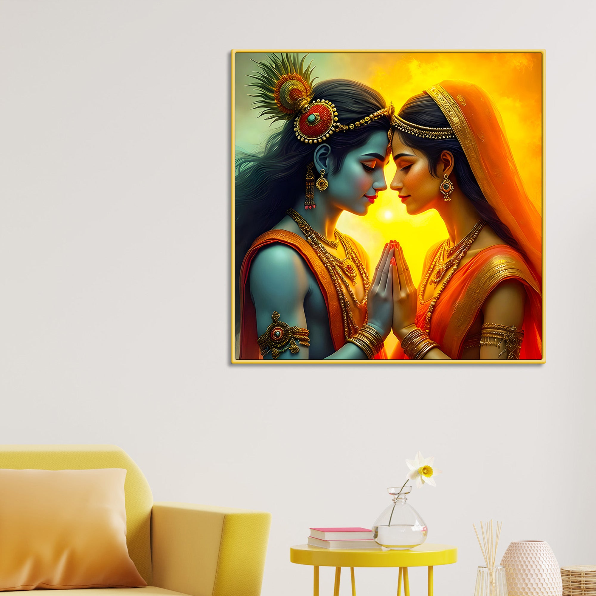 Shri Radha Krishna Eternal Bond Premium Abstract Canvas Wall Painting for Home & Offices