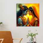 Shri Radha Krishna Eternal Bond Premium Abstract Canvas Wall Painting for Home & Offices
