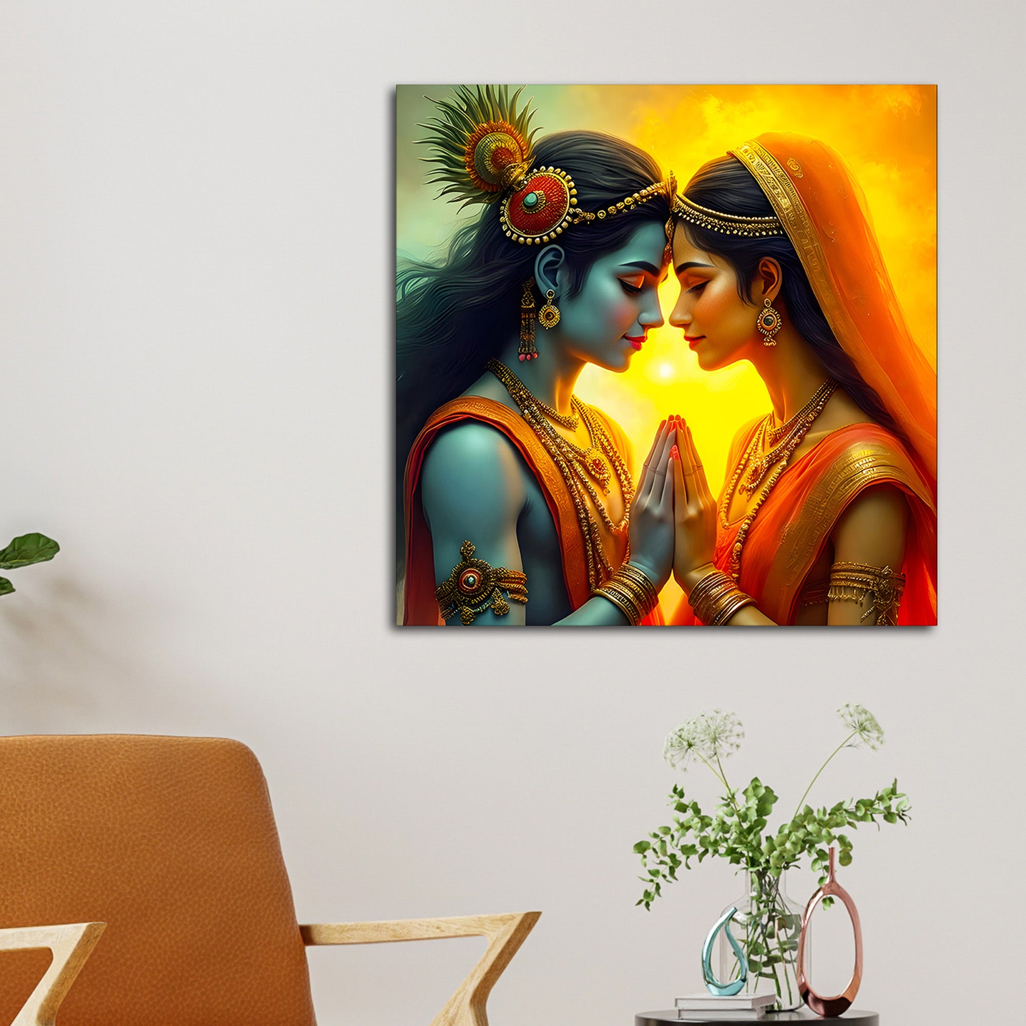 Shri Radha Krishna Eternal Bond Premium Abstract Canvas Wall Painting for Home & Offices