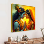 Shri Radha Krishna Eternal Bond Premium Abstract Canvas Wall Painting for Home & Offices