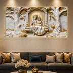 Shri Radha Krishna on Sacred Floral Swing 3D Canvas Wall Painting