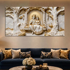 Shri Radha Krishna on Sacred Floral Swing 3D Canvas Wall Painting