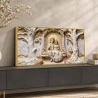 Shri Radha Krishna on Sacred Floral Swing 3D Canvas Wall Painting