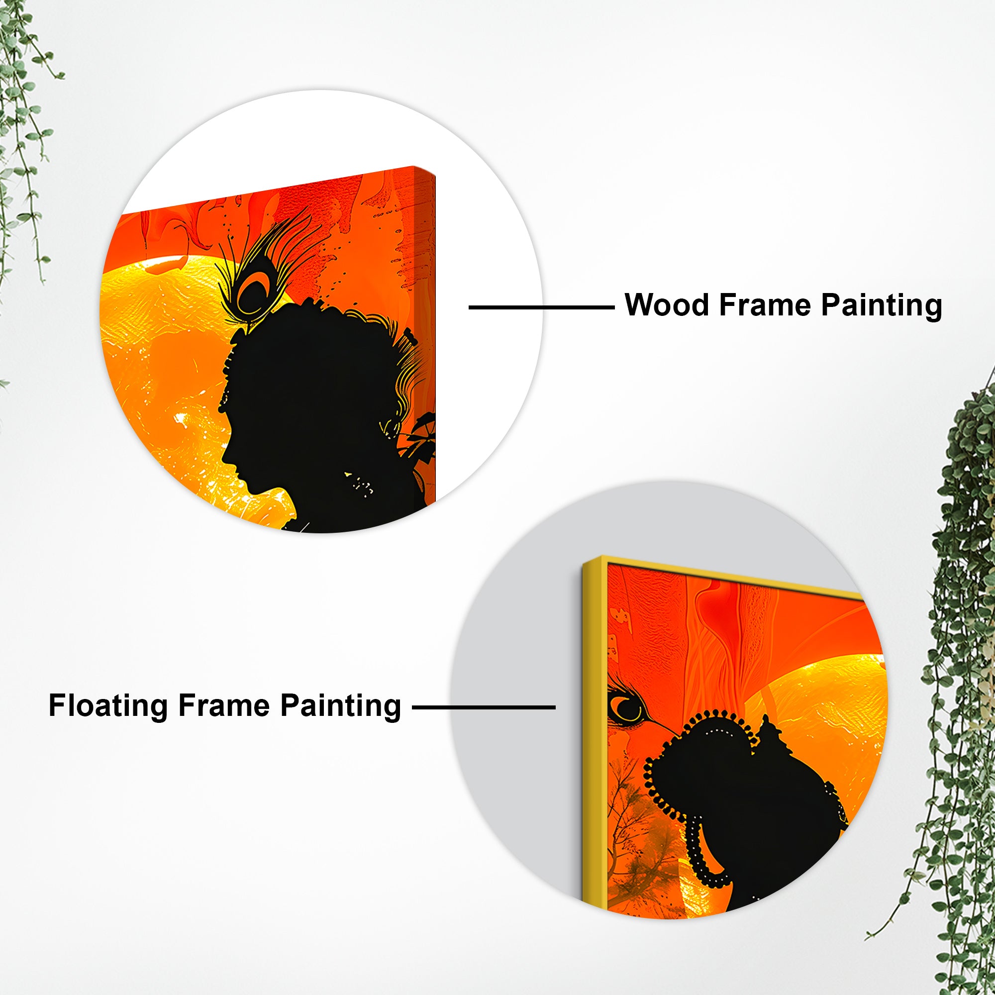 Shri Radha Krishna Silhouette Wall Painting for Home & Office – Modern Spiritual Wall Decor