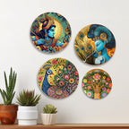 Shri Ram and Shri Krishna Premium Wall Plates Painting Set of Four