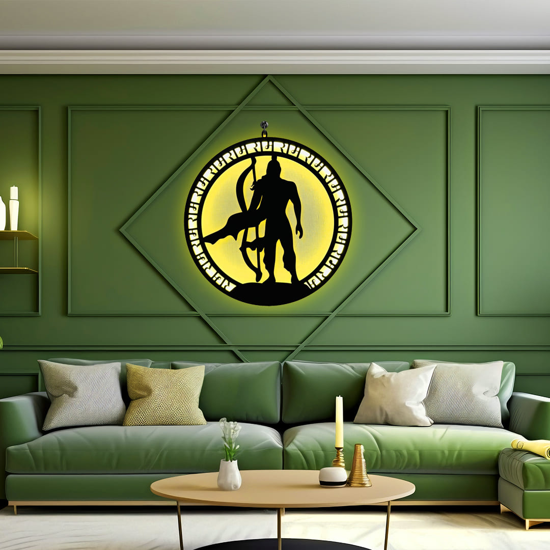 Shri Ram with Bow LED Wall Hanging for Spiritual Wall Decor