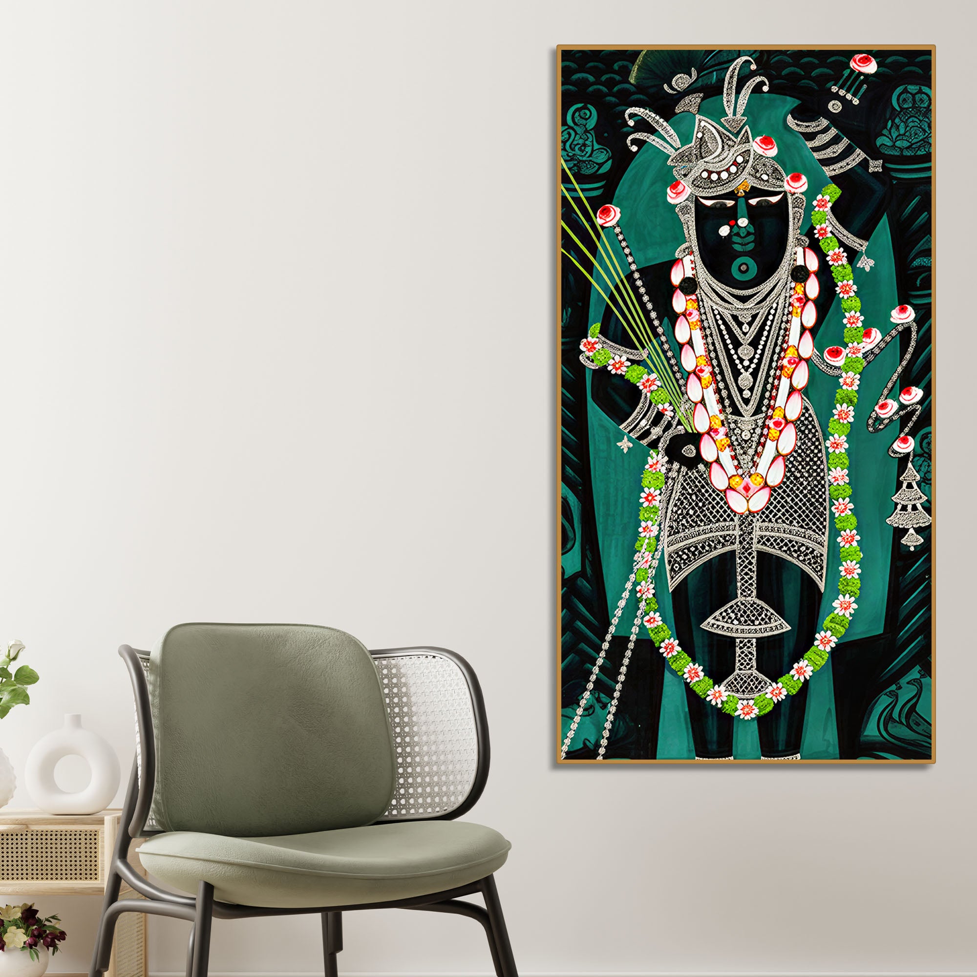 Shri Shrinathji Nathdwara Canvas Wall Painting | Spiritual Indian Wall Art for Home