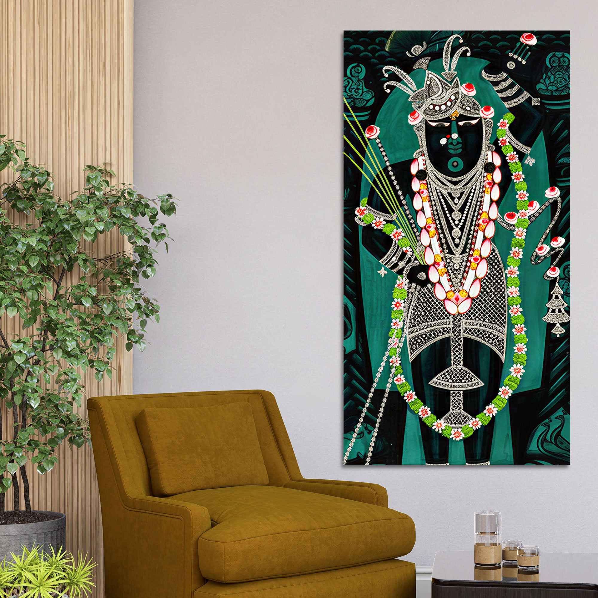 Shri Shrinathji Nathdwara Canvas Wall Painting | Spiritual Indian Wall Art for Home