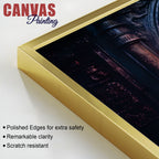 Shri Vighnaharta Lord Ganesha Auspicious Golden Sculpture Canvas Wall Painting for Home & Office – Modern Religious Wall Decor