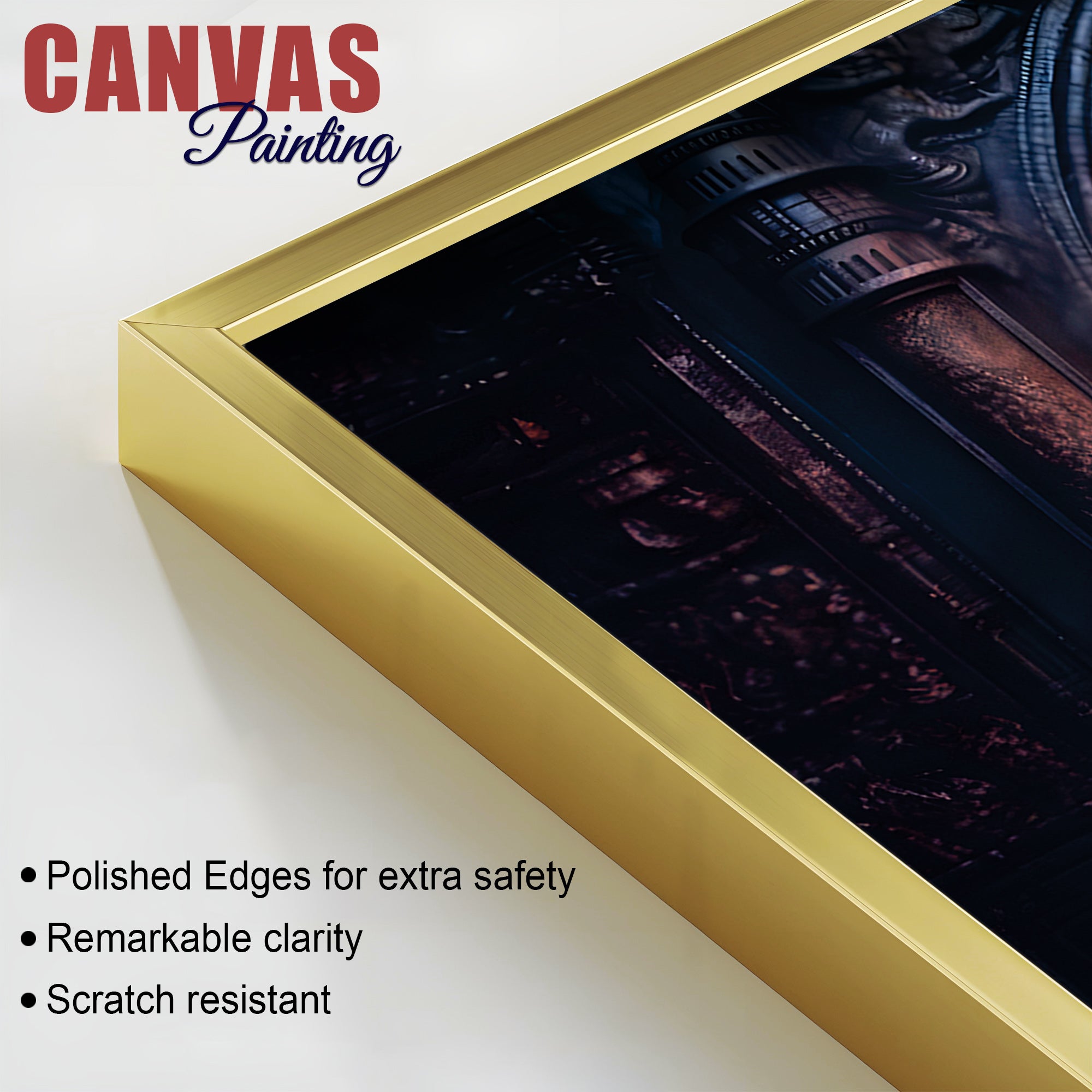 Shri Vighnaharta Lord Ganesha Auspicious Golden Sculpture Canvas Wall Painting for Home & Office – Modern Religious Wall Decor