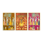Shrinath Ji and Gopi Canvas Wall Painting Set of Three