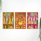 Shrinath Ji and Gopi Canvas Wall Painting Set of Three