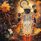 Shrinath Ji Bhagwan Crystal Glass Wall Painting with Floral Glow