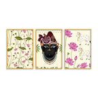 Shrinath Ji Face Pichwai Canvas Wall Painting Set of Three