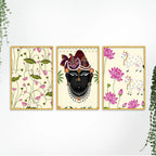 Shrinath Ji Face Pichwai Canvas Wall Painting Set of Three