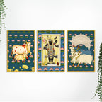 Shrinath Ji Pichwai Canvas Wall Painting Set of Three