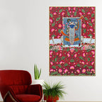 Shrinath Ji Surrounded by Sacred Lotus and Cows Pichwai Canvas Wall Painting