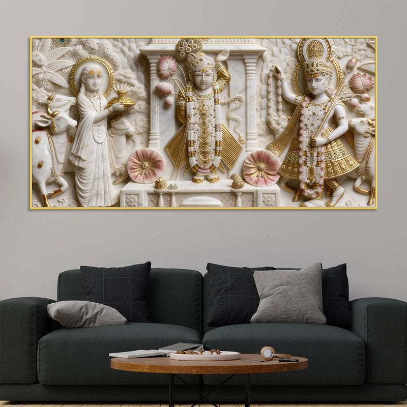 Shrinathji Divine Darbar 3D Canvas Wall Painting