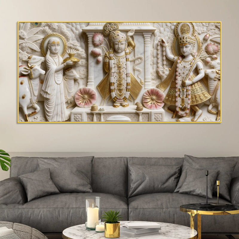 Shrinathji Divine Darbar 3D Canvas Wall Painting