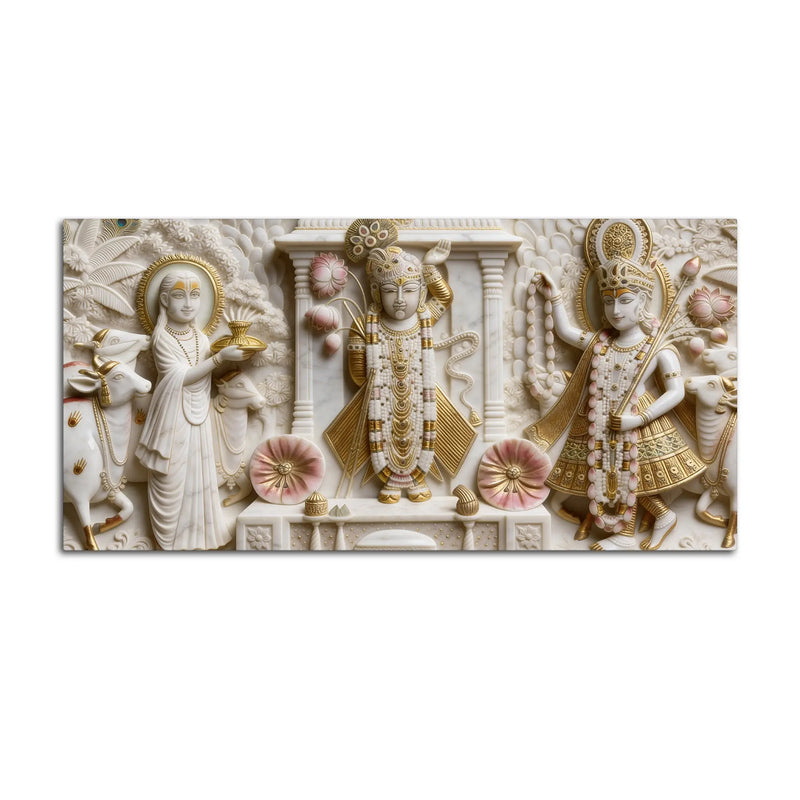 Shrinathji Divine Darbar 3D Canvas Wall Painting