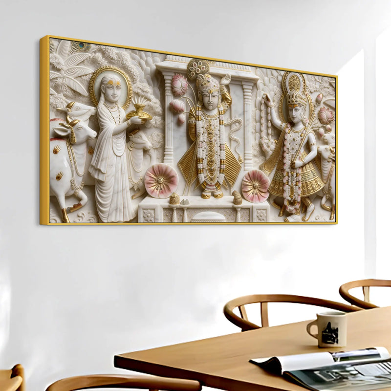 Shrinathji Divine Darbar 3D Canvas Wall Painting