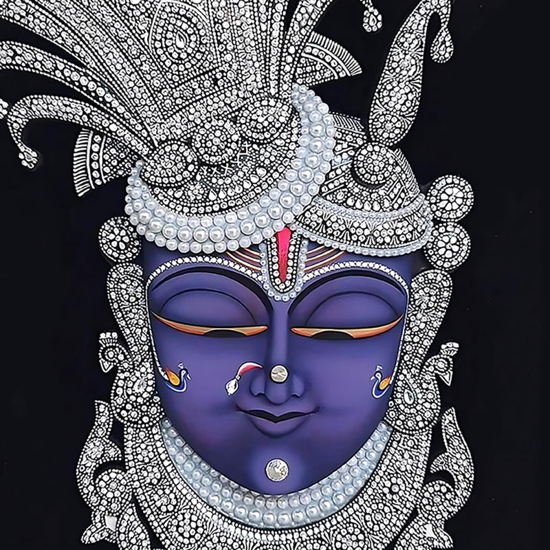 Shrinathji Divine Face Floating Frame Crystal Wall Painting